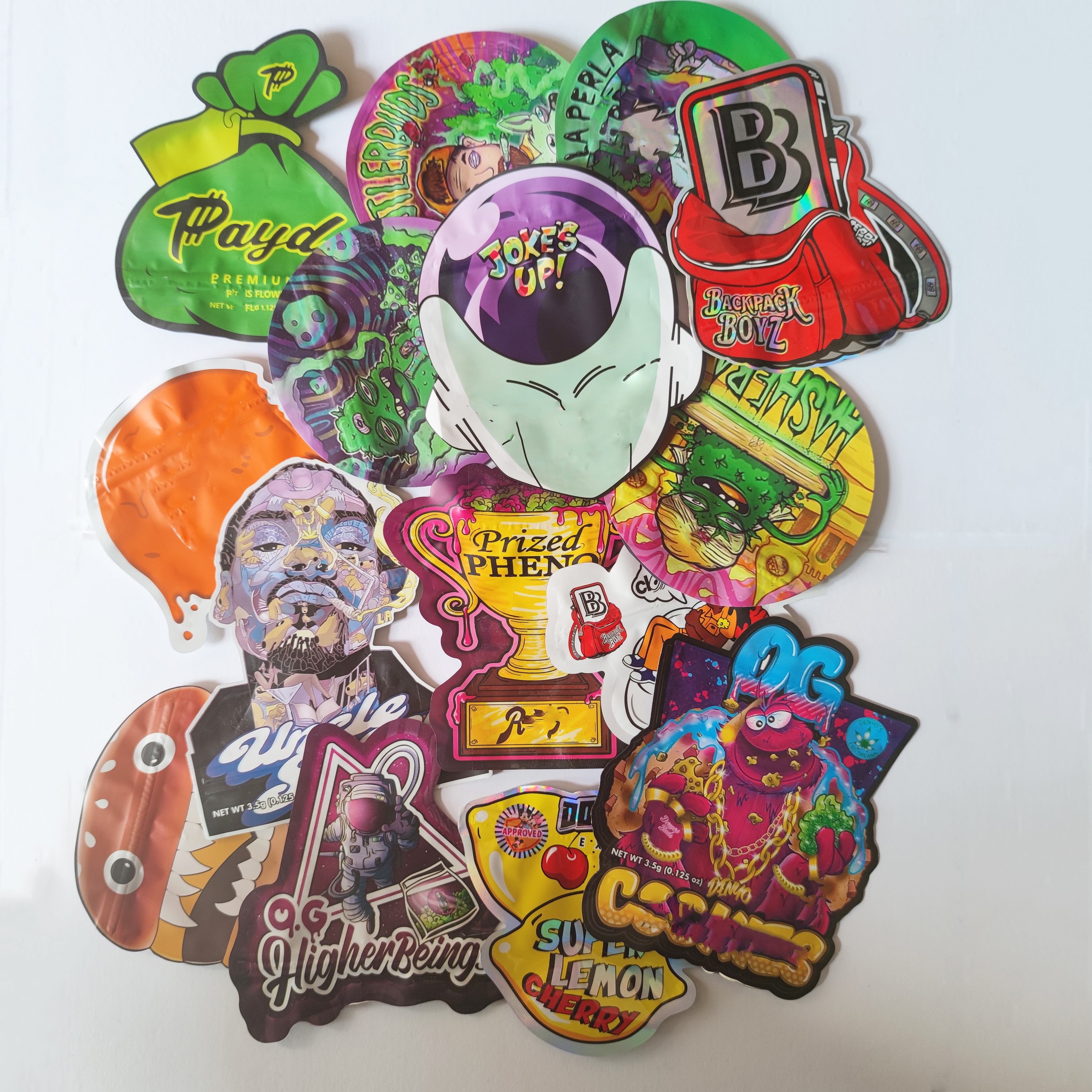 

mylar bag alien foot burger coin backpack buttocks shape zipper edibles packaging jokes up payd donmerfos white runtz quarter ounce