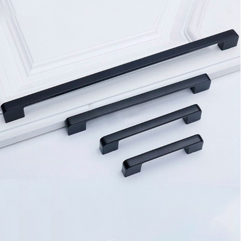 Other Building Supplies Black Square Cabinet Handle Furniture Hardware Stainless Steel Kitchen Door Knobs Cupboard Wardrobe Drawer Pulls-image-746787927