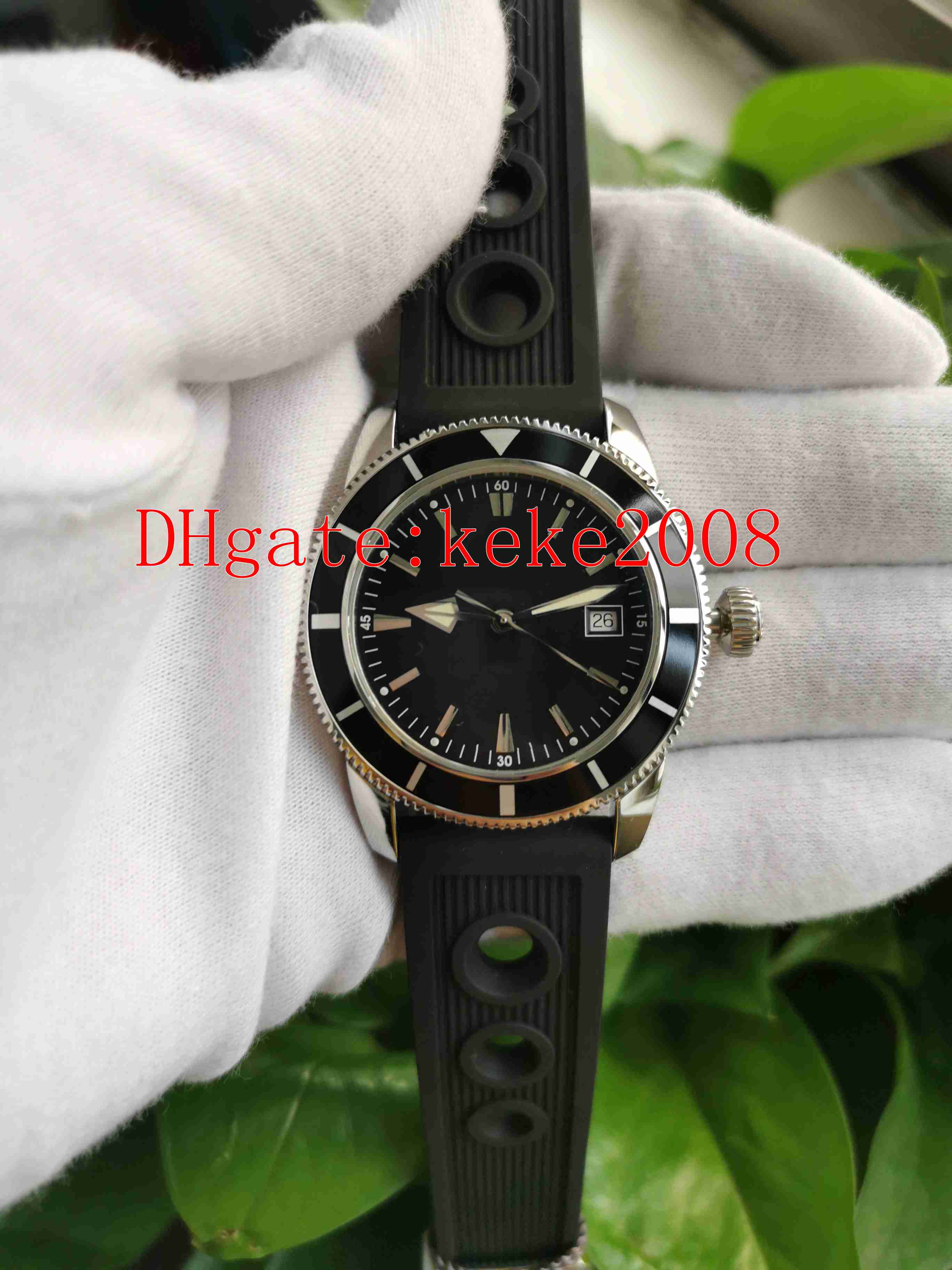 

Top Quality Men's Watch 42mm 60 YEARS OF ADVENTURE AND DISCOVERY Natural rubber strap Black Dial Asia ETA 2824-2 Movement Mechanical Automatic Mens Watches, No box papers