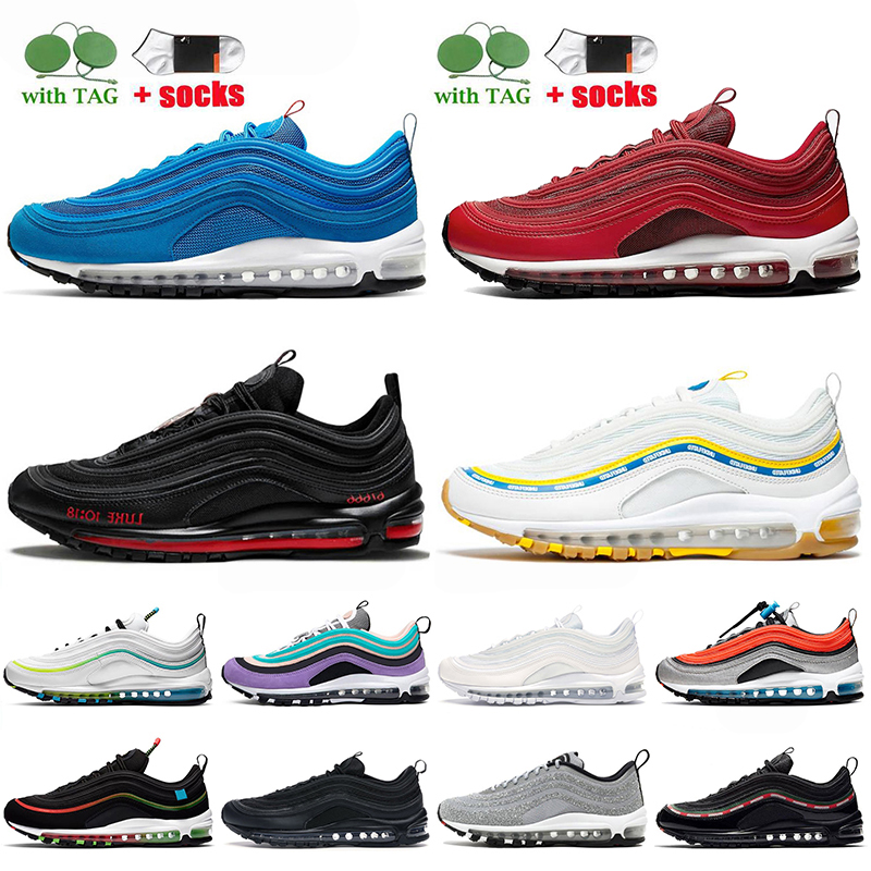 

2021 Top Fashion Running Shoes 97s Womens Mens Trainers Blue Hero University Red MSCHF Lil Nas X Satan Undefeated UCLA Bruins Sports Sneakers, #10 yellow 36-45