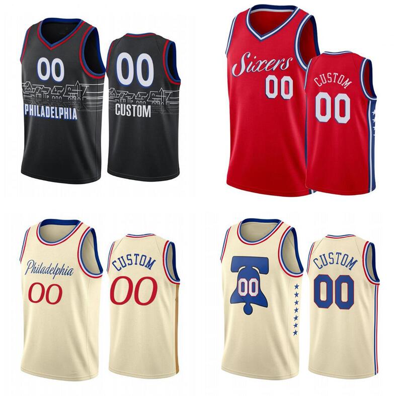 

Custom Basketball Jerseys Men women youth S-6XL Philadelphia 76ers 21 Joel Embiid 25 Ben Simmons 3 Allen Iverson Any nam, Black;red