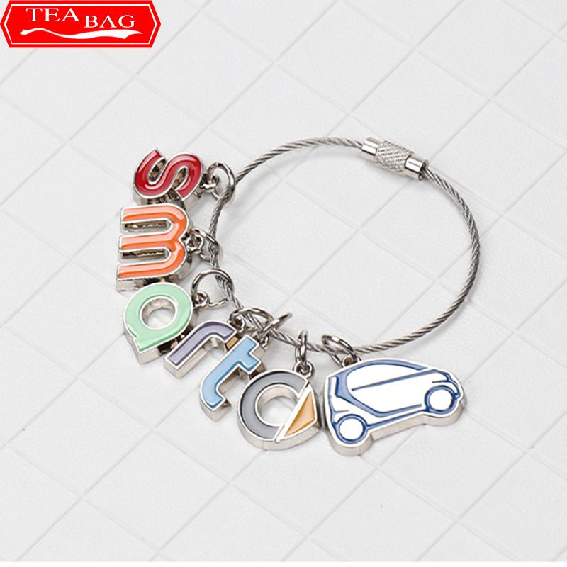 

Keychains Car Logo Key Chain Holder Ring Keychain DIY For Smart Fortwo Forfour 453 451 450 Auto Vehicle Accessories, Silver