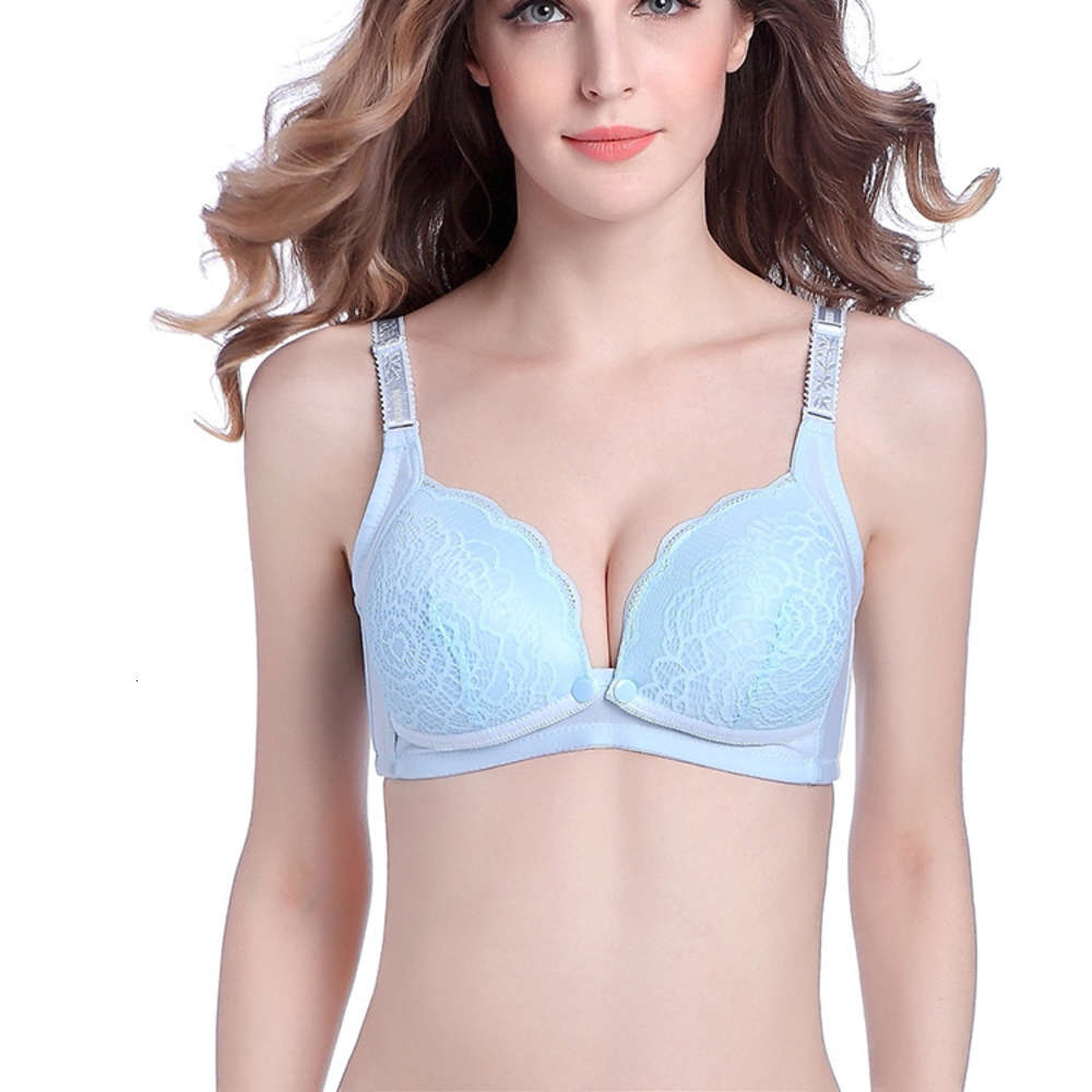 

New pregnant women's underwear without steel ring adjustable lace front buckle comfortable anti sagging breast-feeding bra, White