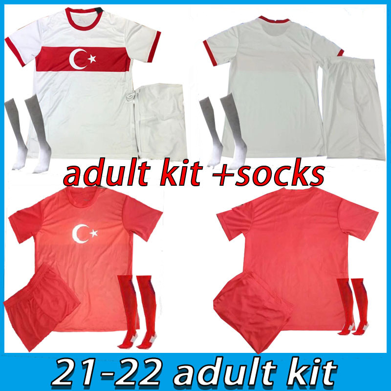 

Adult kit 2021 Turkey National Team Mens Soccer Jerseys sets CELIK DEMIRAL OZAN KABAK CALHANOGLU YAZICI Home Away men Football Shirt Short S, Black
