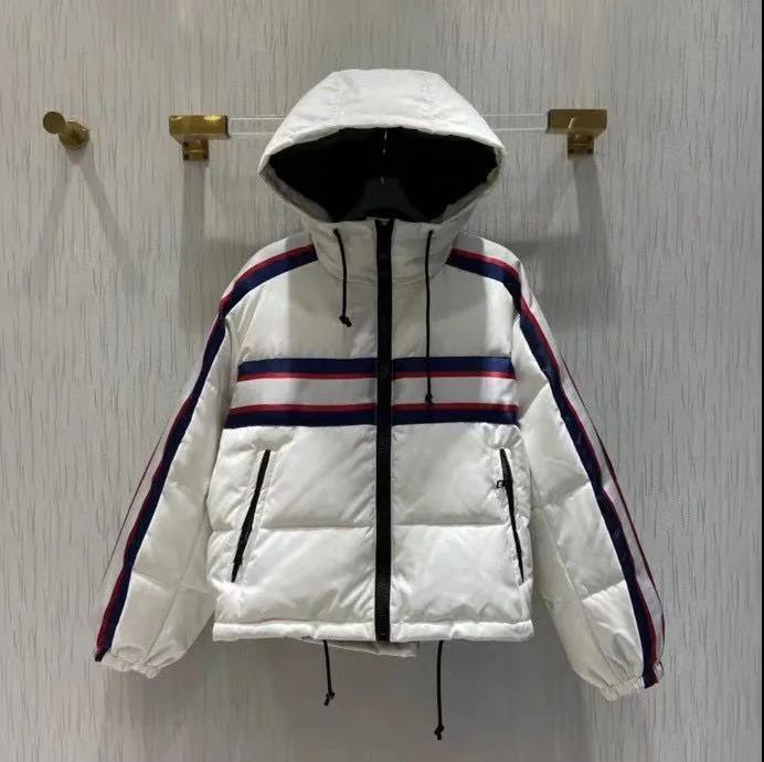 

Women' Jackets Lady Versatile Winter Five-pointed Star Ski Jacket Cotton Hooded Women High Street Letter Thickened Zipper Coat, White