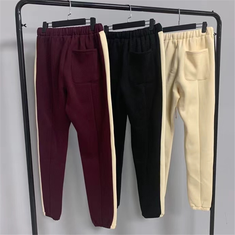 

Trendy FOG Essentials Sweatpants Men Women Best-quality Patchwork RED BLACK Apricot Essentials Casual Sweatpants C0401