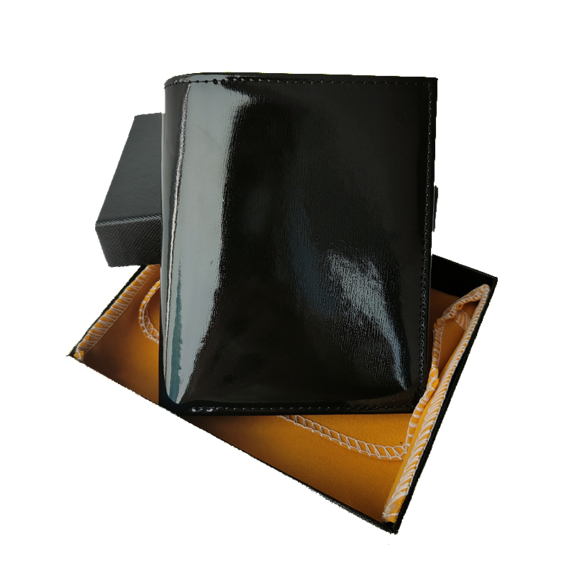 

Fashion men wallet Credit CardHolder Business Cash Clip Photo Window Folding Craft Leather Coin Purse Box Set, Wallet+box