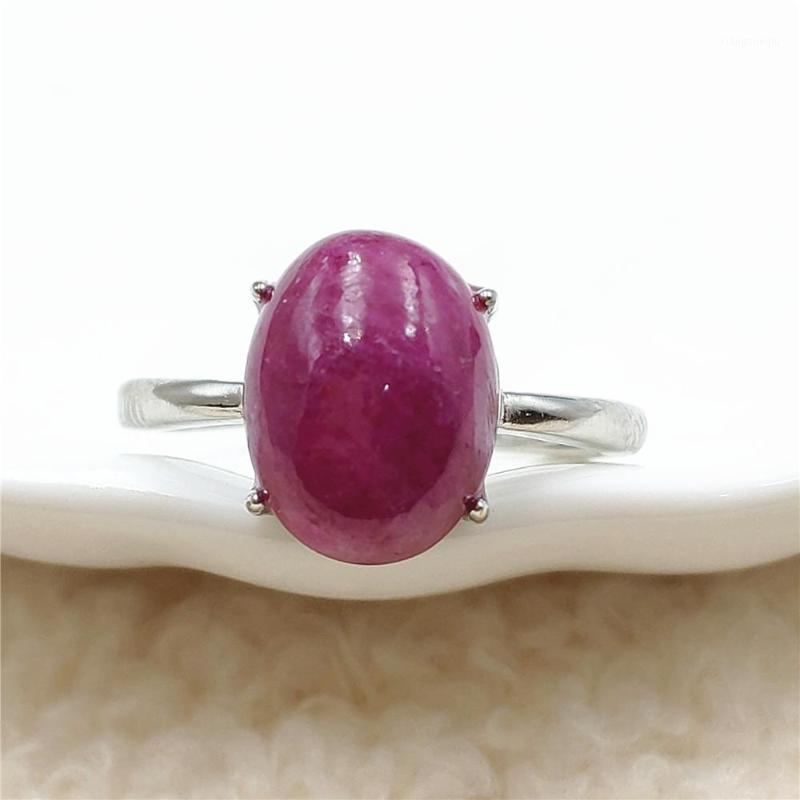 

Cluster Rings 12x9mm Rare Natural Red Ruby Gemstone Oval Adjustable Ring 925 Sterling Silver Bead, Golden;silver