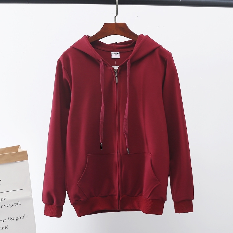 

2021 spring and autumn new hooded sweater women's large Zip Cardigan student casual coat thin top sportswear, White