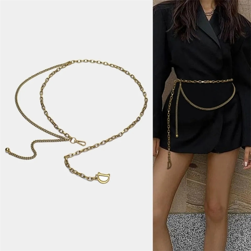 

Vintage Gold Chains Belts For Women Luxury Designer Belt Letter D Designers Waist Chain Womens Dress Alloy Waistband Bronze Girdle, Free