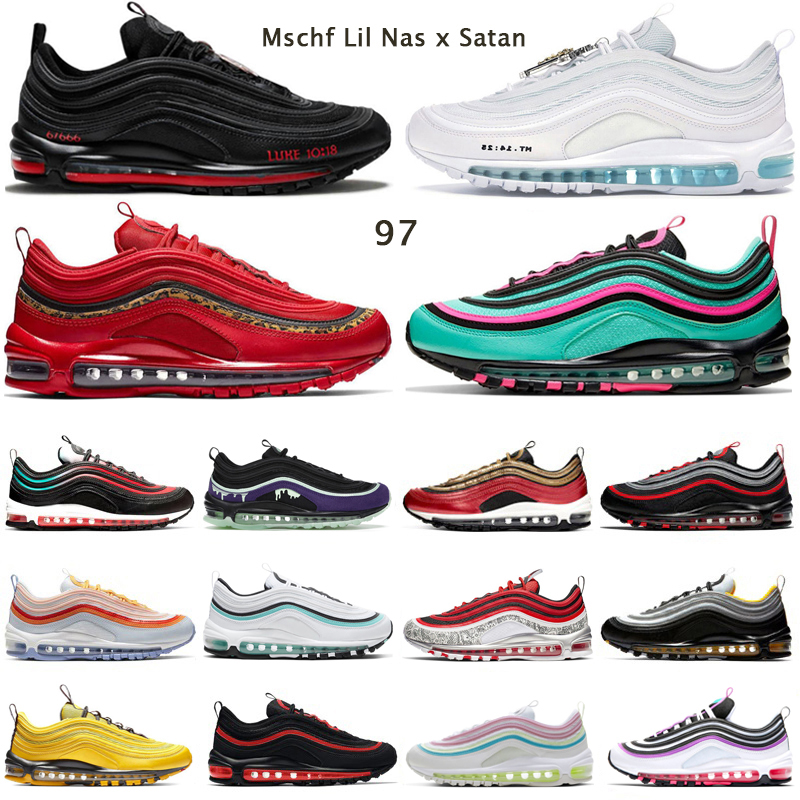 

men women running shoes Mschf Lil Nas x Satan Triple Black White Vintage Mosaic Reflective Bred mens trainer outdoor sneakers, Worldwide black
