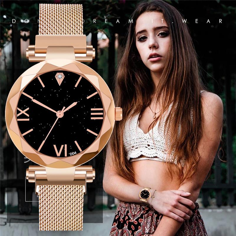 

Luxury Women Starry Sky Watches Temperament Ladies Clock Watch High Quality Waterproof Magnet Steel Strap Female WristWatch A4 Wristwatches, Purple