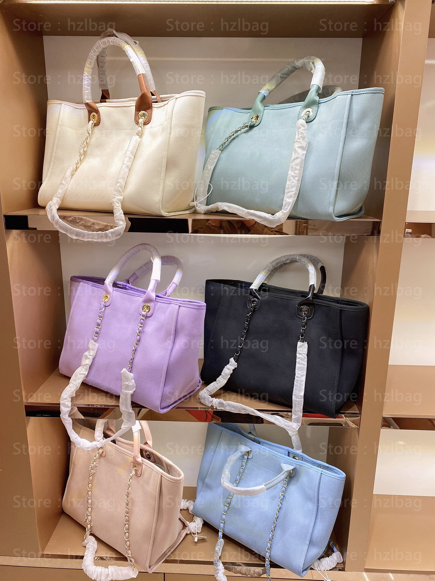 

Deauville Tote Pearl Canvas Designer Handbags Cream Large Shopping Bag Chains Beach Shoulder Bags Deauville