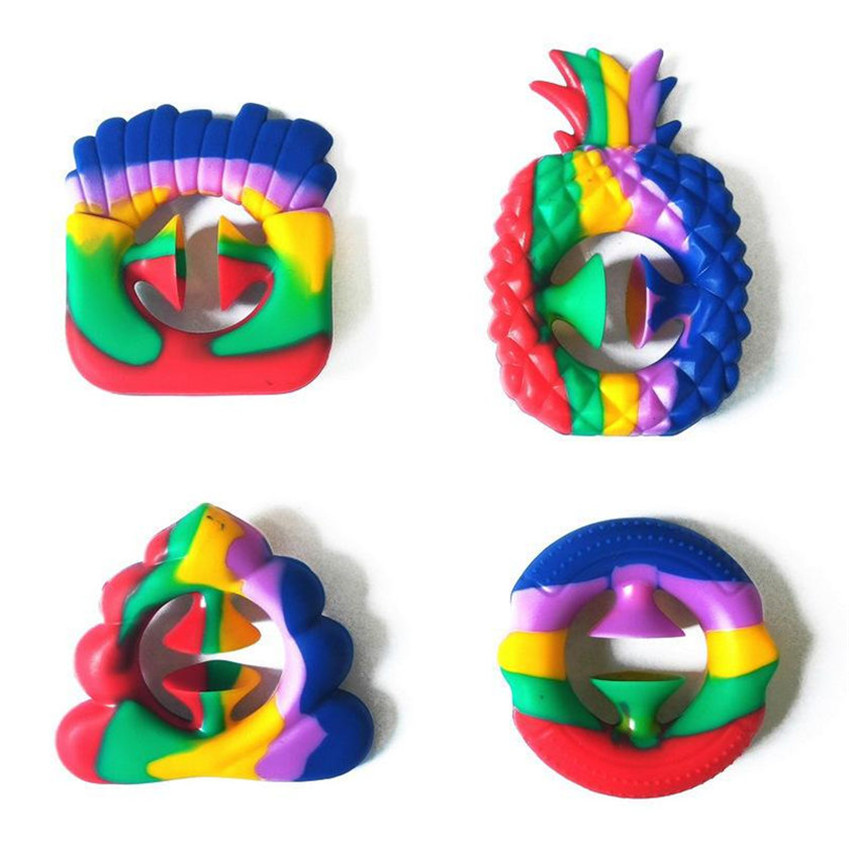 

Rainbow Tie Dye Grip snapperz Fidget Toy Hand Grab Snap Tiktok toys Nipper Silicone sucker Game Sensory Autism Anxiety Reliever Pineapple Ice-cream shape