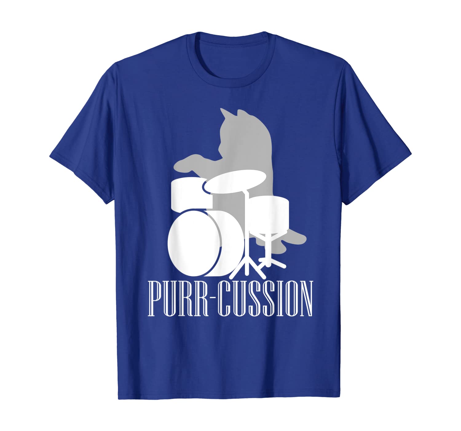

purr-cussion funny cat drummer gift shirt, White;black