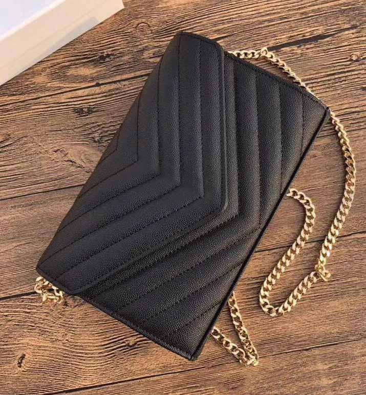 

Women Genuine Leather Chain Purse Clutch Lady Shoulder Bag Cowhide Handbag Presbyopic Card Holder Messenger Evening Bags Caviar, (dont separate sell)