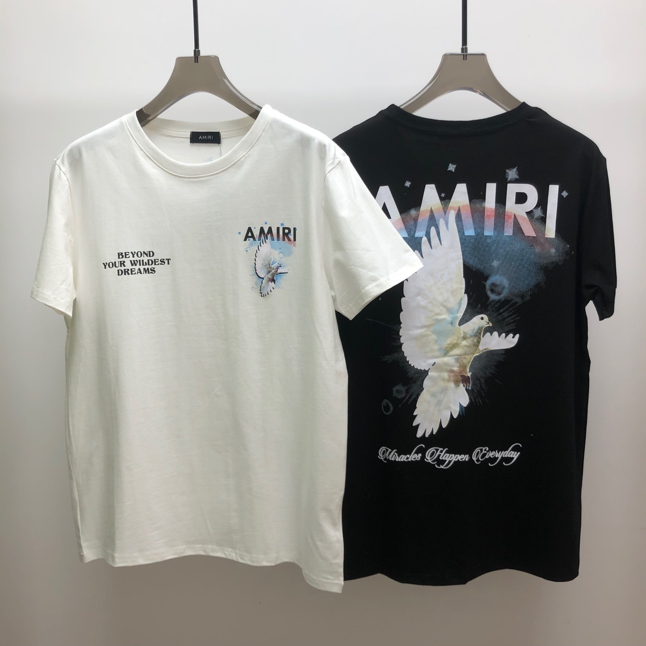 

new Hot Summer Amir T-Shirt Top Men's cotton short sleeve letter printing fashion brand men's and women's AJ78, White;black
