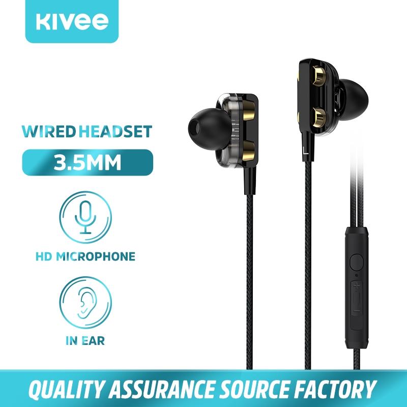 

Headphones & Earphones Kivee Stereo Bass Wired Sports Waterproof Earbuds In-ear Hifi Headset PC Gamer Headsets Double Moving Coil
