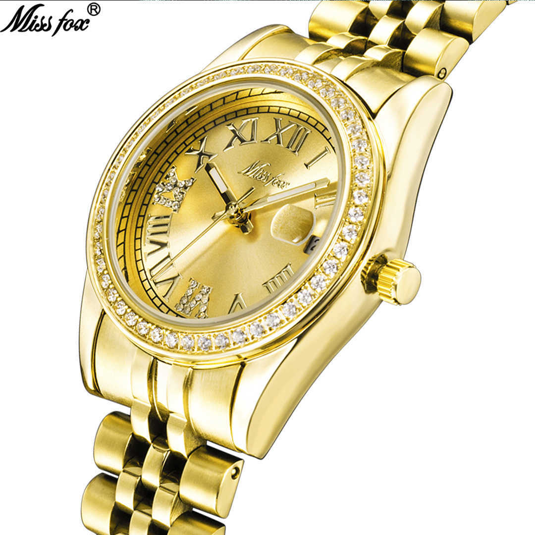 

MISSFOX tiktok, Swiss fashion, simple temperament, diamond, luminous steel, lady wrist watch, and shake., Silvery white