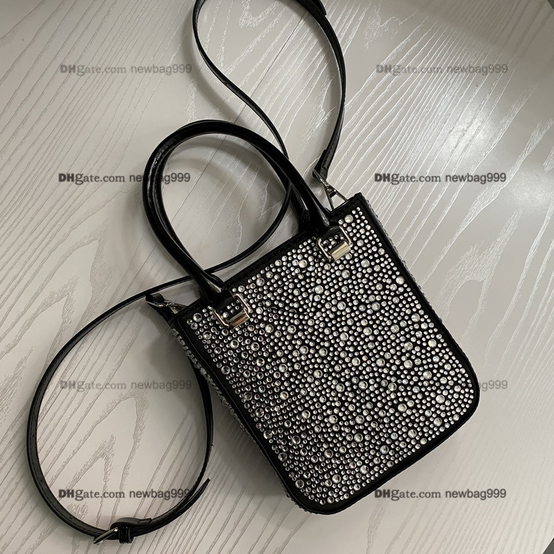 

Luxury Designer Brand Senior crystal diamond Bags Fashion Shoulder Crossbody bag lady Handbags High Quality chains phone bag wallet Women totes, Black