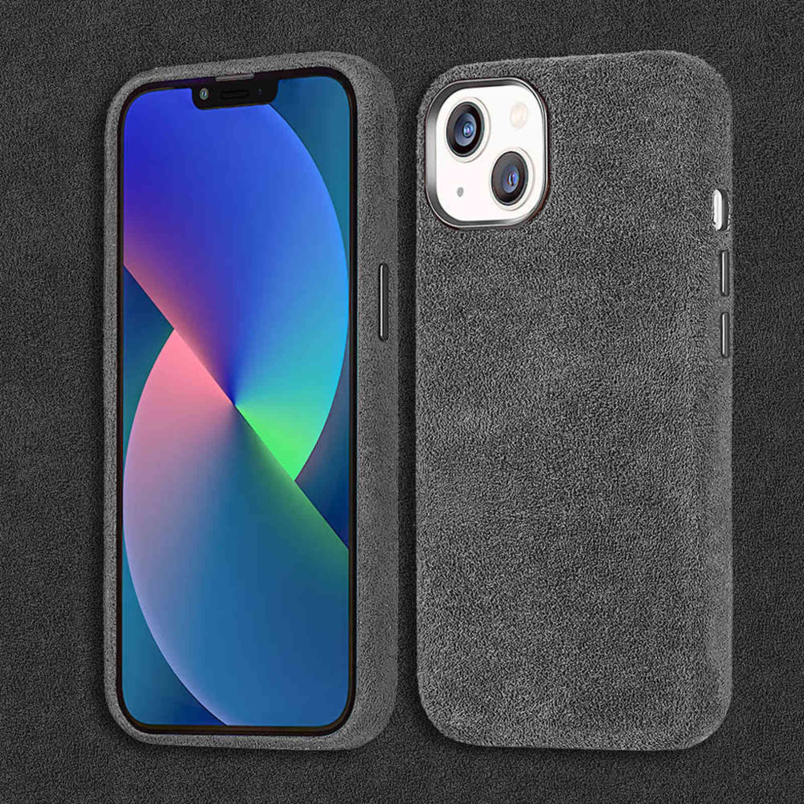 

LANGSIDI Luxury Suede Genuine Leather Magnetic Phone Case for iPhone 13 Pro Max 13pro 13mini full protective shockproof Cover H1110, Black