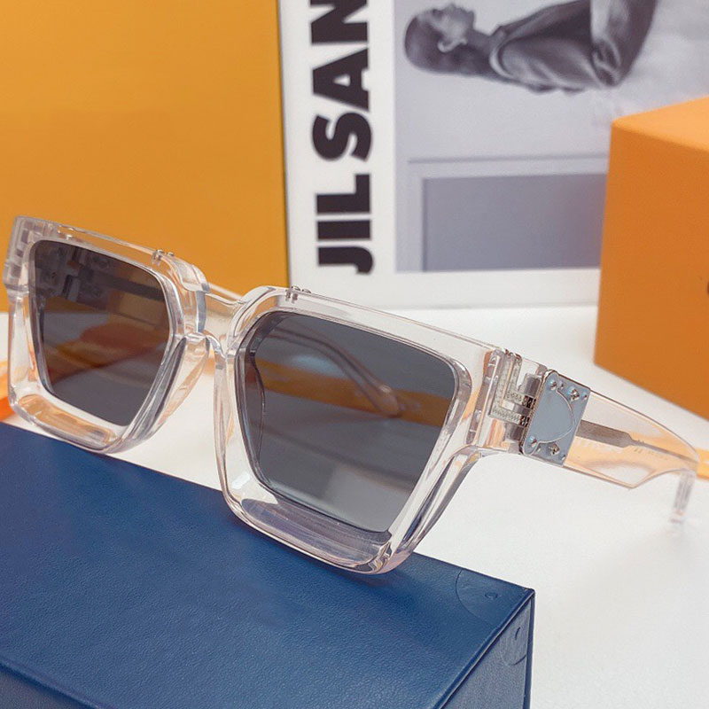 

Million transparent sunglasses L 1165W mens timeless classic square thick frame gray or mercury lens designer top quality with original box