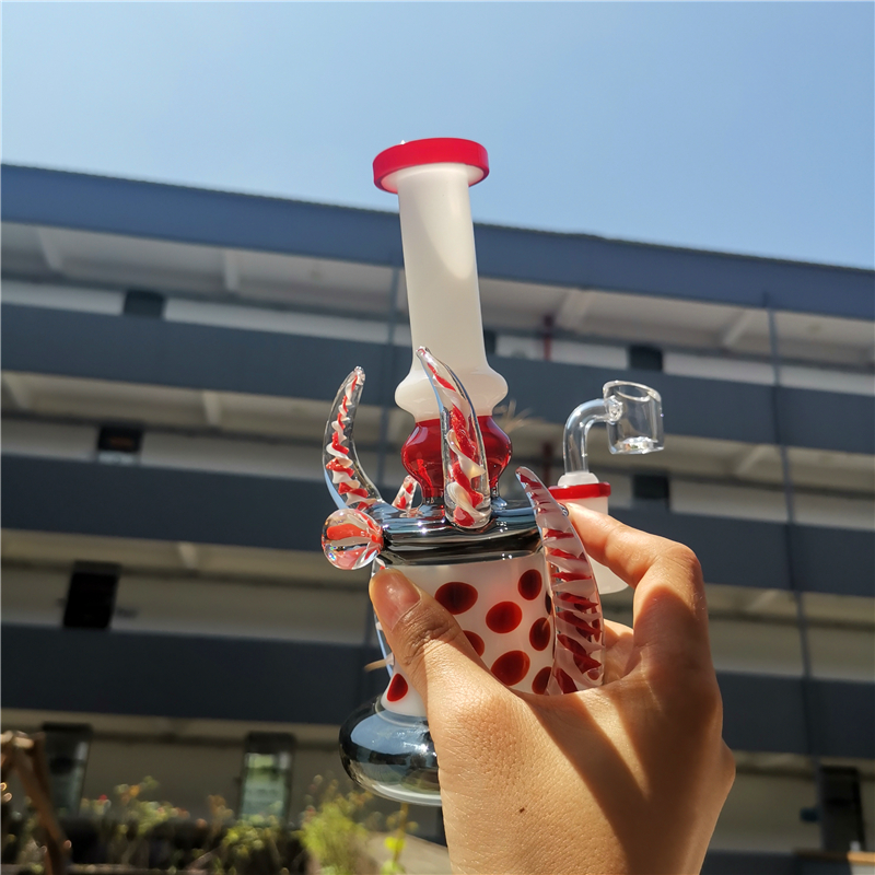

high quality 7.5 inches reclycer dab rigs hookah showerhead perc glass smoking water pipe with 14mm bowls Made by Imported American Color Rod mini waterpipe bongs
