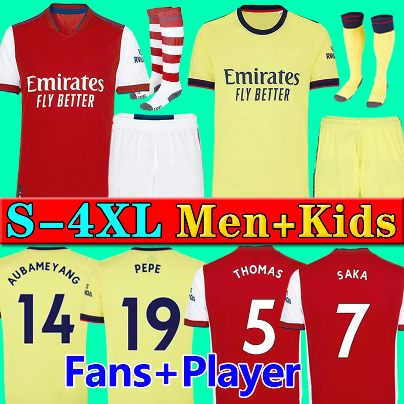 

S- 4XL Arsen soccer jersey Fans Player version Gunners 21 22 ØDEGAARD PEPE SAKA THOMAS WILLIAN NICOLAS TIERNEY 2021 2022 football shirt Men + Kids kit uniforms, P01 21 22 men home fans