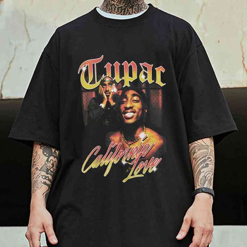 

2021 New Awesome 2pac Rap T Shirts print O-Neck Short Sleeve Regular Mens Top Quality Men Playboi Carti Hip-Hop t Shirt cotton, White;black