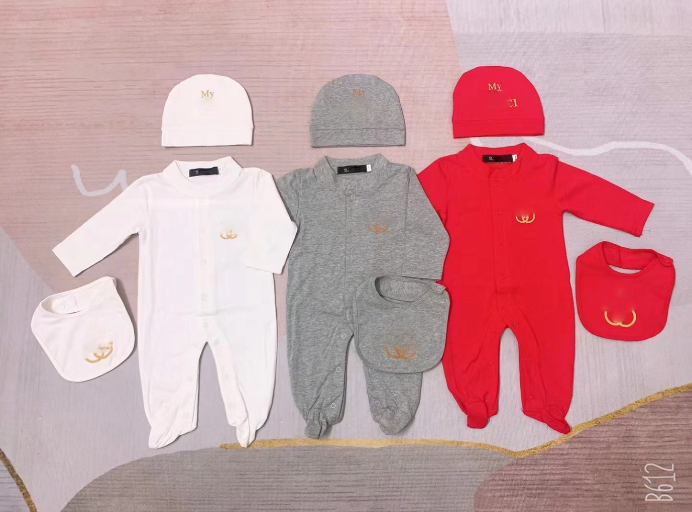 

Newborn Baby Romper Rompers Onesies 3pcs/set with Cap Cotton Bear Printed Jumpsuit One-piece Onesies Jumpsuits Toddler Infant Kids Designer Clothes(3-18M), 001