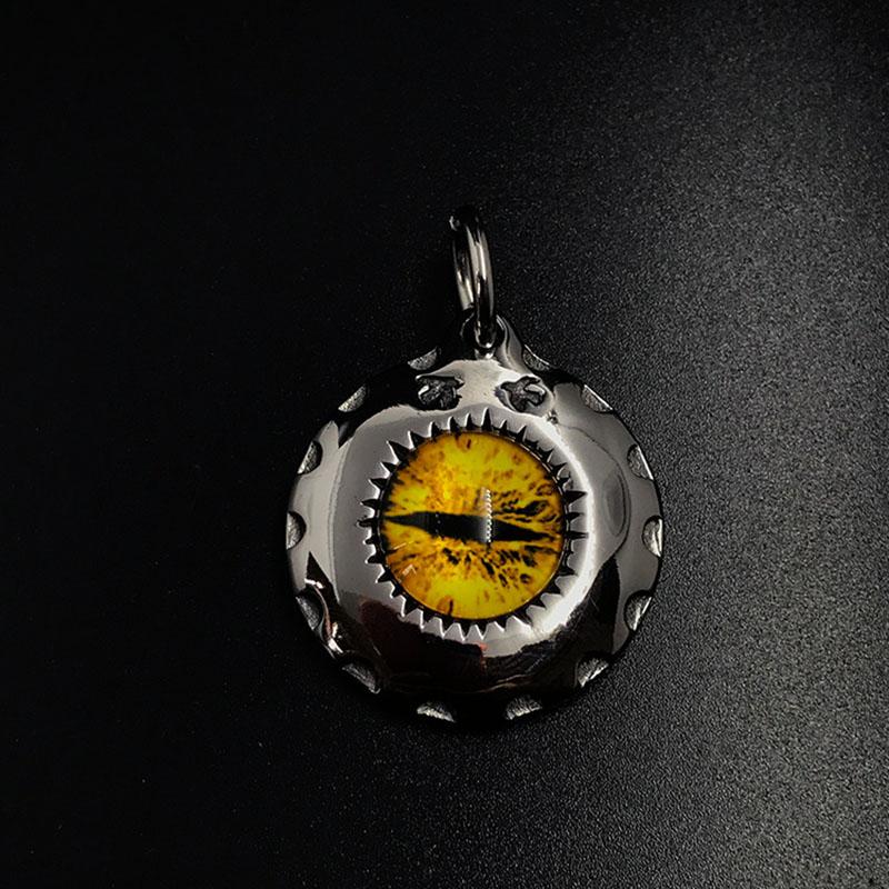 

Pendant Necklaces 2021 Fashion [316L Stainless Steel] Men And Women Couple Titanium Steel Devil Yellow Ghost Eyeball Necklace Gift