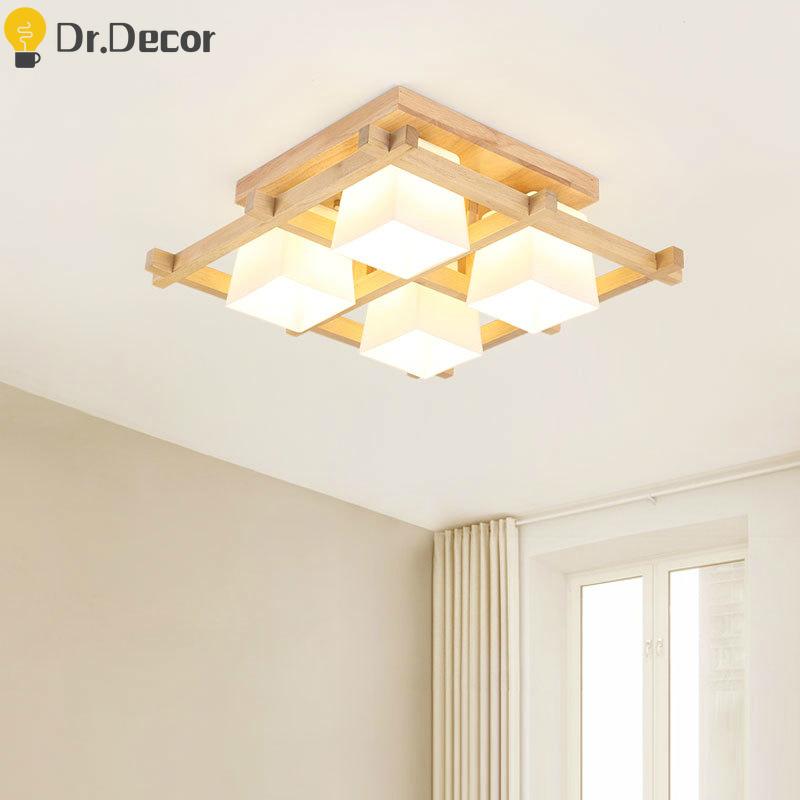 

Ceiling Lights Modern LED Lighting Living Room Nordic Wooden Bedroom Kitchen Home Decor Light Fixtures Luminaries