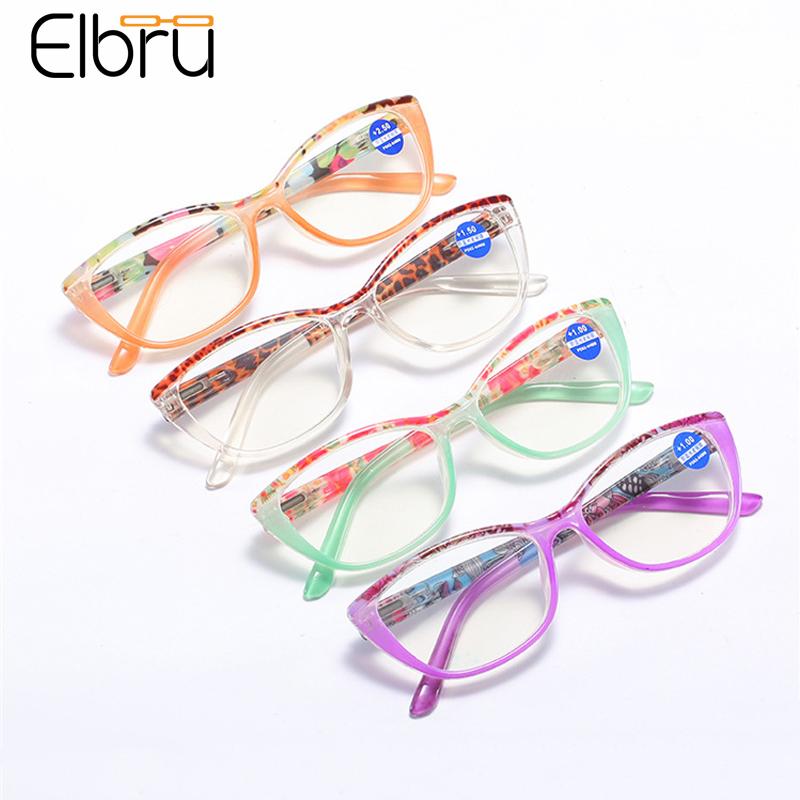 

Sunglasses Elbru Fashion Women Anti Blue Light Reading Glasses Ultralight Floral Jelly Color Frame Clear Lens Presbyopia Eyeglasses 1.0 4.0, White;black