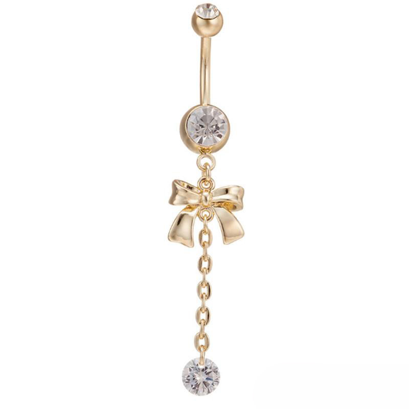 

Bowknot 18K Gold Plated Navel Chain Cubic Zirconia Ring Percing Belly Body Jewelry Piercings Belly Button Rings