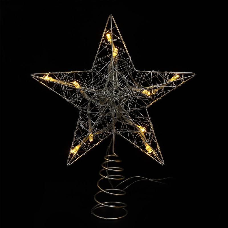 

Christmas Decorations 1pc Iron Art LED Star Tree Topper Luminous Xmas Decoration