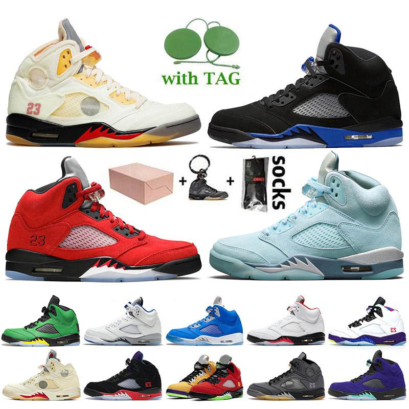 

With Box Jumpman 5 5s Mens basketball shoes Sail Racer Blue Fire Red Raging Bull Oregon Ducks Bluebird Black Muslin Florida Gators UNC Stealth Oreo trainers sneakers, C35 bluebird 40-47