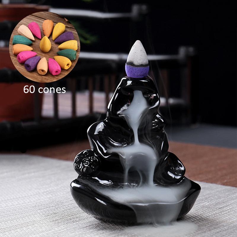 

Fragrance Lamps Ceramic Incense Burner Smoke Waterfall Holder Backflow Stick Burners Decor Home Furnishings Buddha Hall Creative Gift