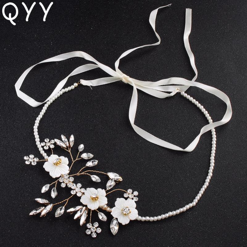 

Hair Clips & Barrettes QYY Elegant Classic Crystal And Pearls Wedding Bridal Headband Ivory White Headdress Bride's Tiaras Accessories, Golden;silver