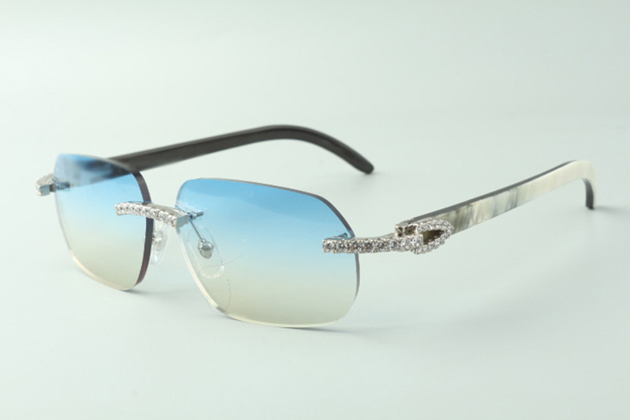 

Direct sales endless diamond sunglasses 3524024 with mixed buffalo horn temples designer glasses, size: 18-140 mm