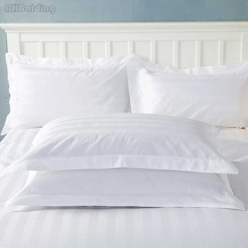 

Pure White el Pillow Case 100% Satin Cotton Increase Density Striped Pillow Cover One Pair Pillowcases 50x80cm/58x88cm Size SH190925