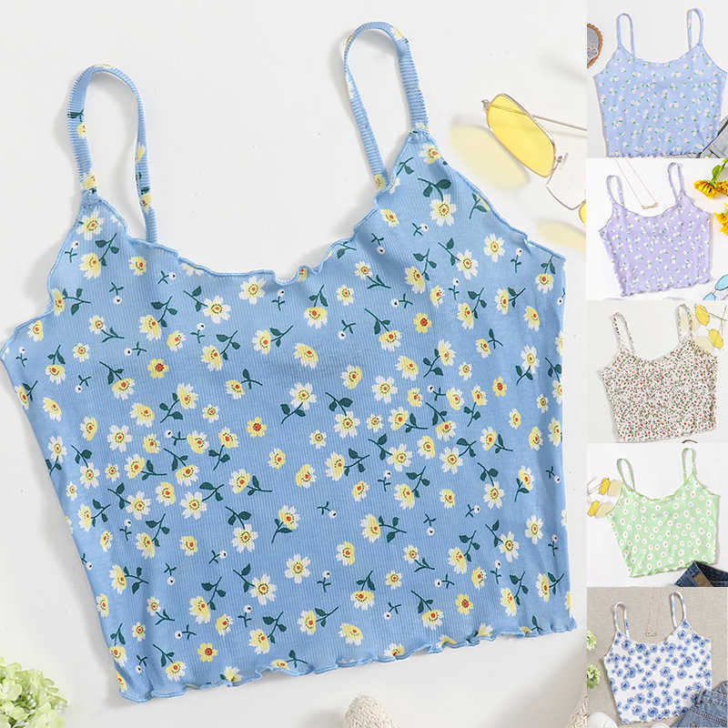 

Floral Print Y2K Crop Top Women Sexy Sleeveless Tank Tops Streetwear Bodycon E-Girl Camisole Summer Vest Tops Clubwear 210616