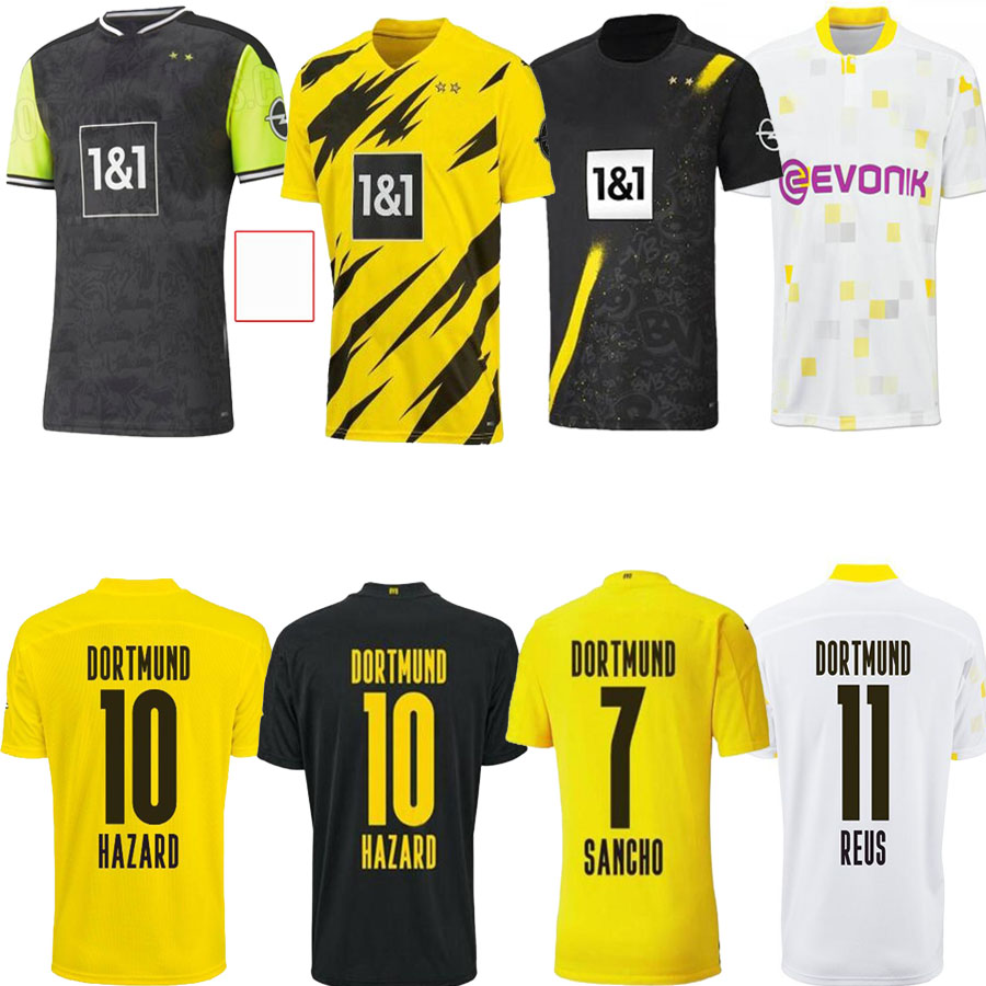 

99 top HAALAND REUS Borussia 20 21 dortmund soccer jersey 2021 football shirts HAZARD SANCHO HUMMELS BRANDT men + kids kit maillot de foot, Black