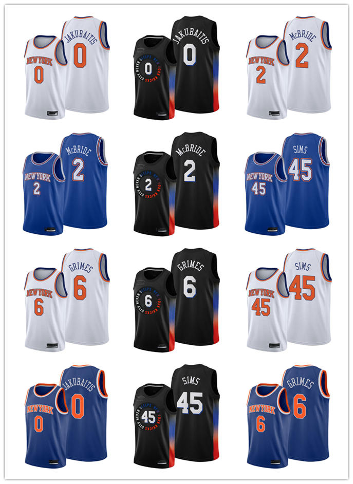 

Rokas Jakubaitis 0 Quentin Grimes 6 Jericho Sims 45 Miles McBride 2 2021 Draft Basketball New YorkKnicksMen Black Edition City Jerseys
