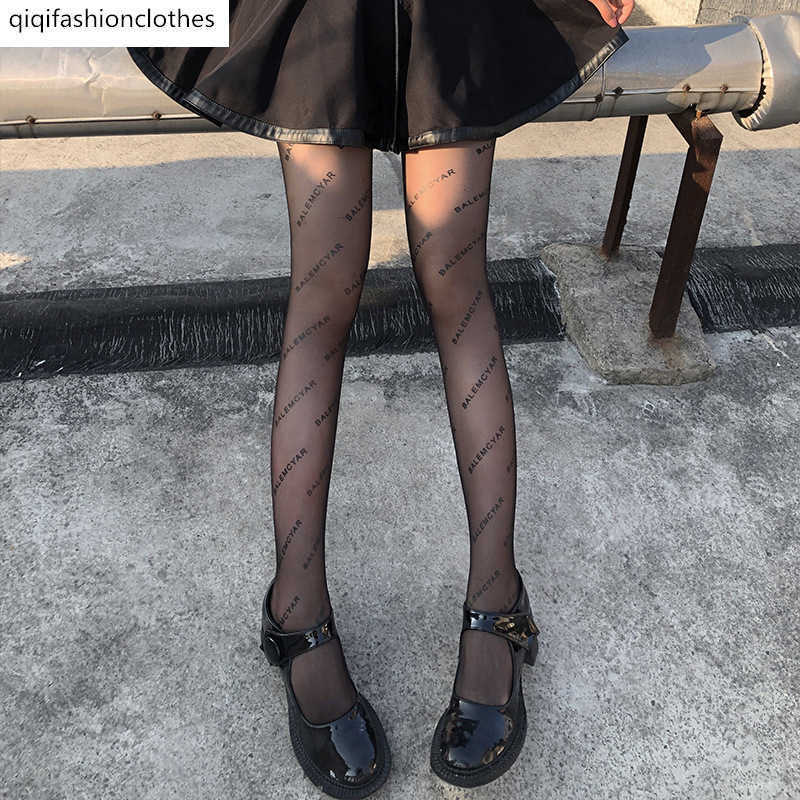 Luxury Socks Hosiery Dress letter stockings sexy net red ins Black printing panty socks autumn and winter long style anti hook silk-image-734688497
