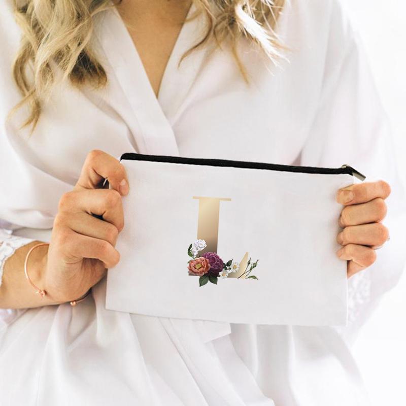 

Cosmetic Bags & Cases Flowers Alphabet Bag For Makeup Make Up Mini Storage Travel Women's Woman Pouch Organizer Kawaii