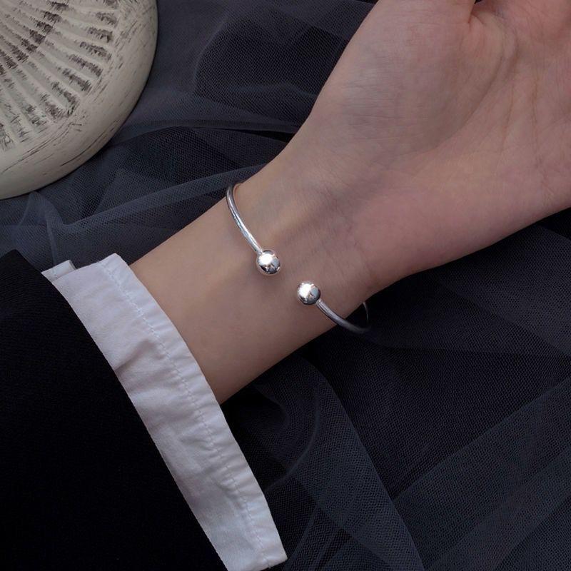 

Charm Bracelets 925 Sterling Silver Garlic Head Smooth Open Bracelet Simple Fashion For Women Quick Delivery