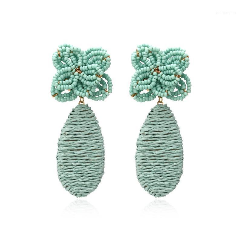 

Stud Style Hand-woven Flower Rice Beads Fashion Simple Temperament Earrings, Golden;silver