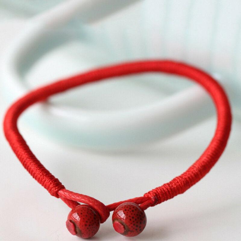 

Charm Bracelets 1Pc Fashion Unisex Chinese Red Lucky Bracelet For Women Men Ceramic Beads Braided Rope Cord Couple Lovers Gifts