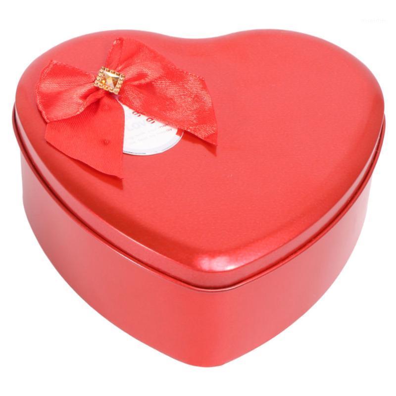 

Gift Wrap 2pcs Mothers Day Present Heart Shaped Iron Box Creative Rose Flower Soap Artificial For Girl Friends Mom Dad (Red