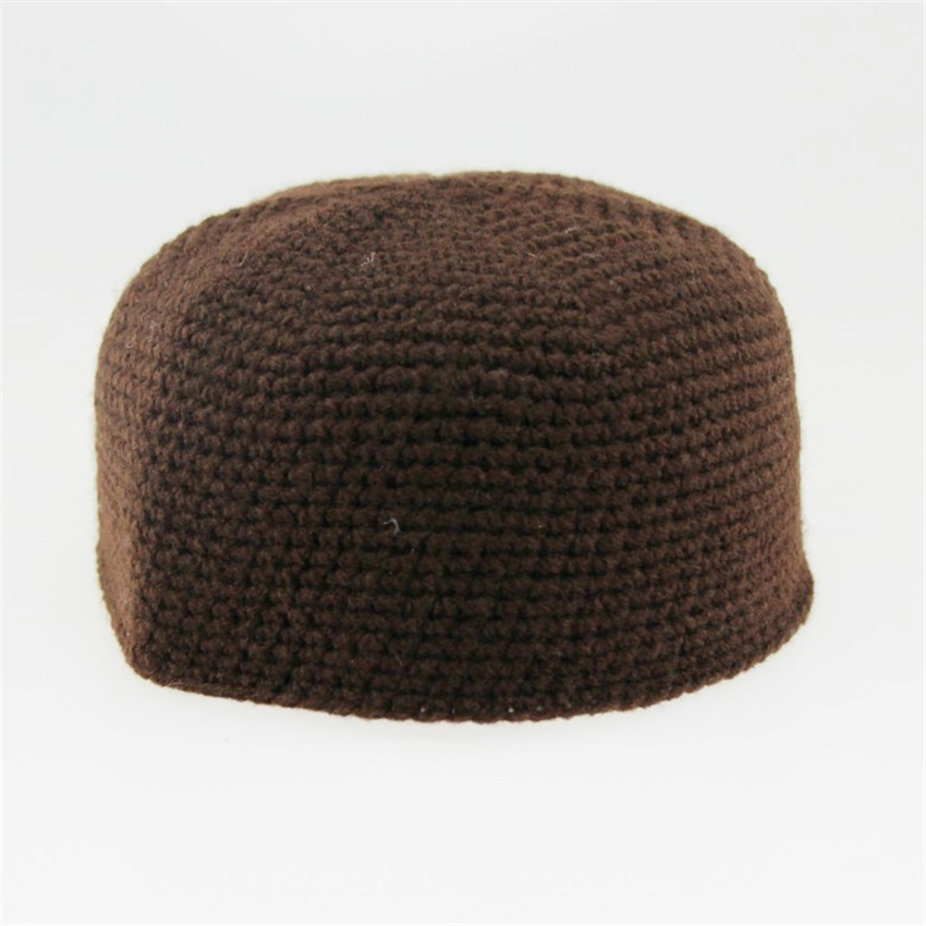 

Winter Muslim Prayer Hats for Men Islam Adjustable Warm Wool Handmade Knitting Islamic Clothing Arab Arabic Man Cap Turban, 121591